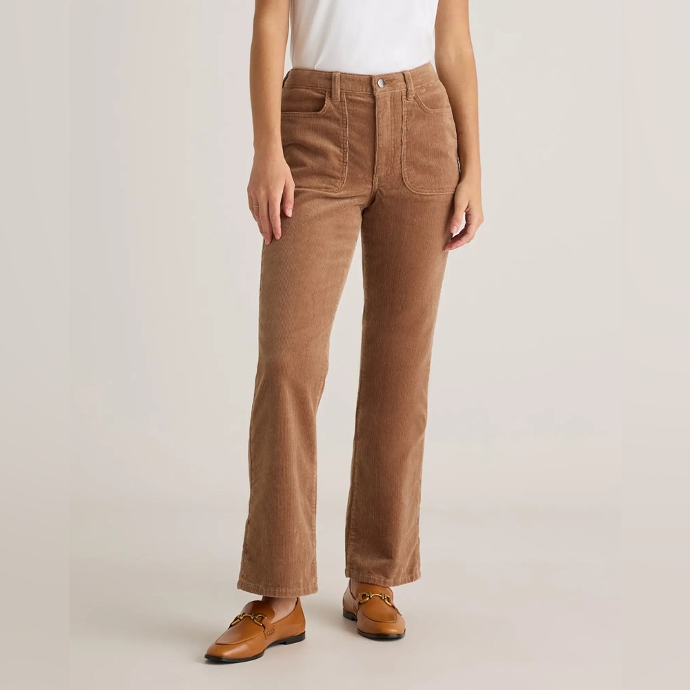 Quince Organic Stretch Corduroy Brown Flare Pants Size 12